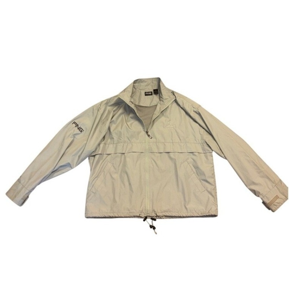 Ping Collection Mens Golf Windbreaker Jacket Gray Full Zip Mesh Lined Size M